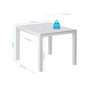 MQ Madeira 5-Piece Indoor & Outdoor 4-Seat Dining Set | White & Gray Square Table with 4 Arm Chairs